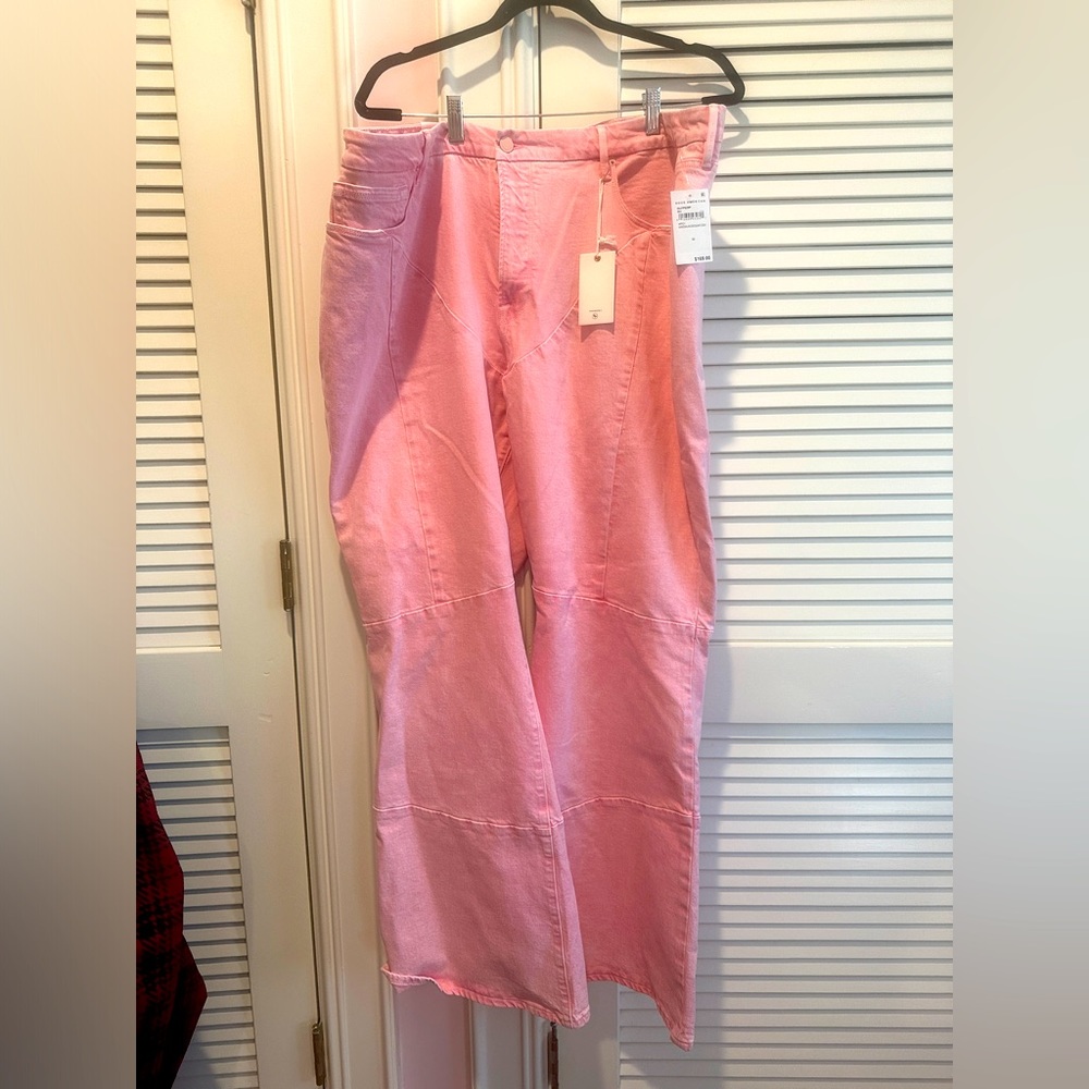 Good American Good Legs Flare Jeans Mineral Rose Quartz size 22 denim